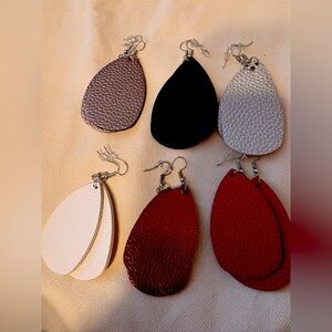 Six pairs of leather earrings